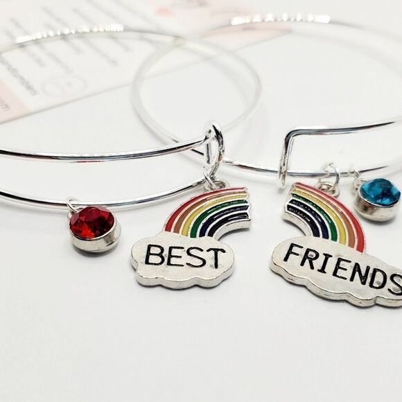Silver Best Friend Set of 2 Charm Bracelets, Best Friend Gifts - Picture 7 of 12